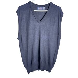Mens L Vintage V-Neck Sweater Vest Navy Blue Orlon Acrylic Par Four Golf